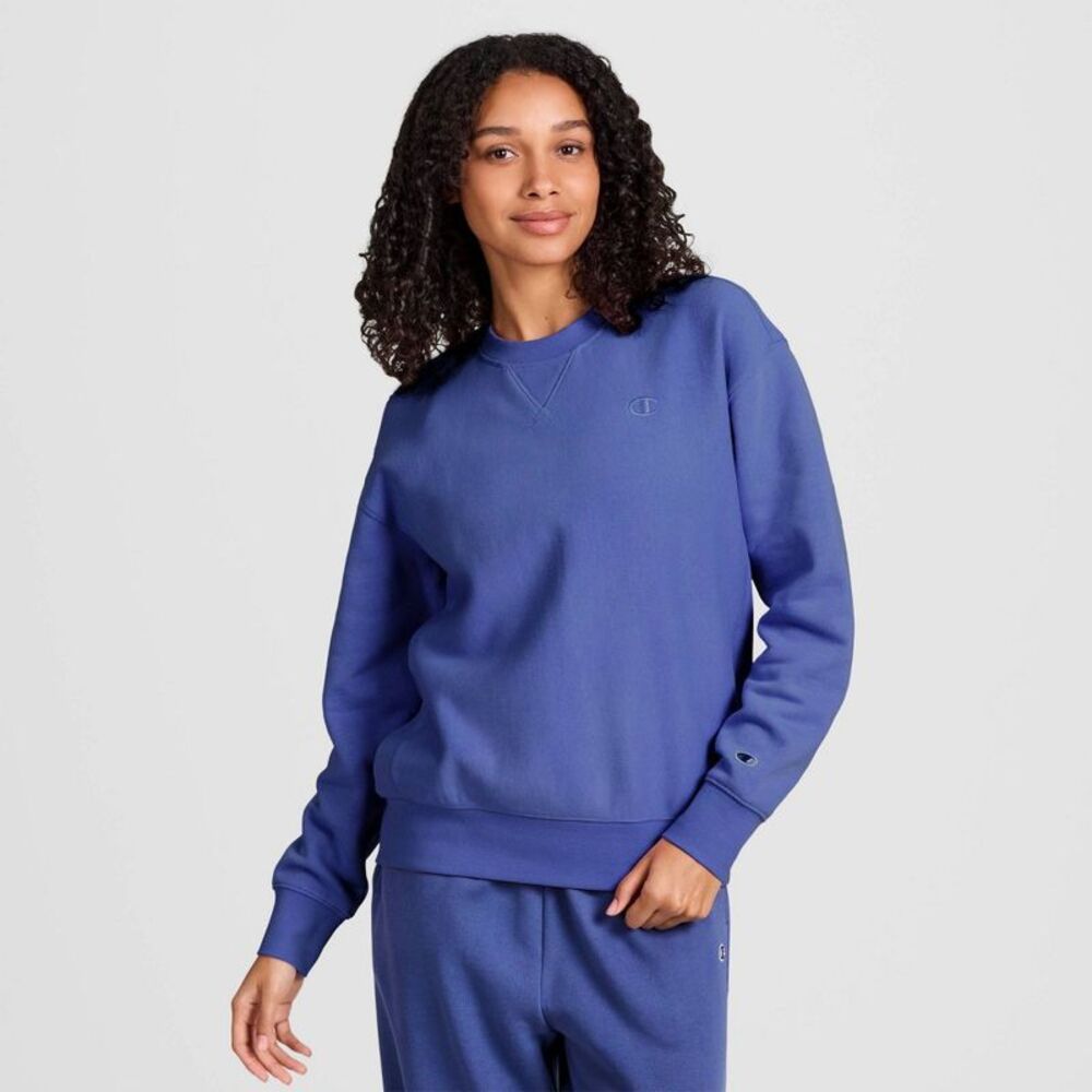 Champion Women's Fleece Crewneck Sweatshirt - Blue M